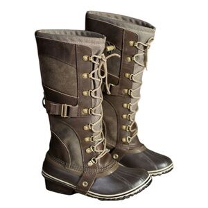 Sorel Brown and Tan Lace-Up Winter Boots